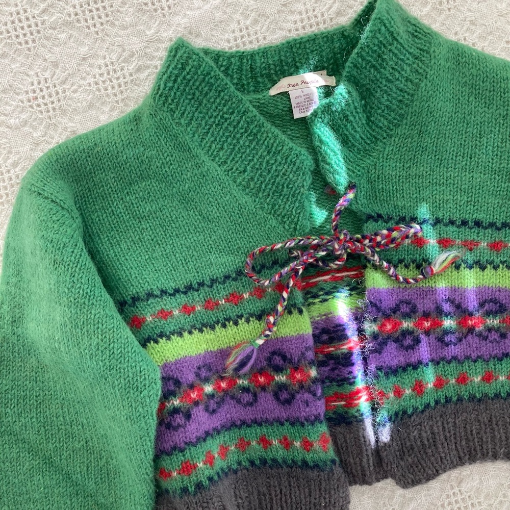 Vintage Free People Wool Tie Sweater